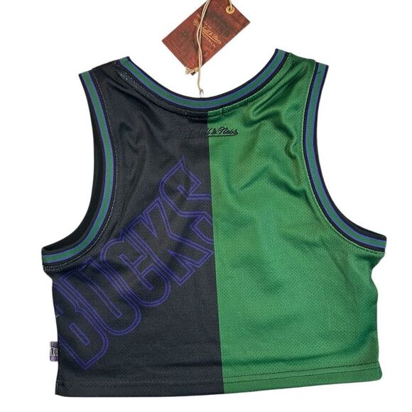 NWT Mitchell & Ness Women’s NBA Milwaukee Bucks Green/Black Crop Tank - Size XS - Picture 9 of 9